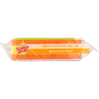 스카치 브라이트 항균 우레탄 스펀지 수세미(리프형/3층) 오렌지 SS-72K 쓰리엠재팬