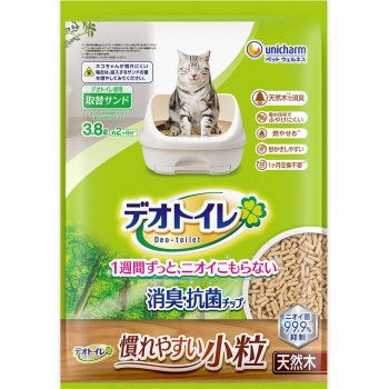 데오 화장실 소취·항균 칩 천연목 소립 3.8L 유니참 펫케어