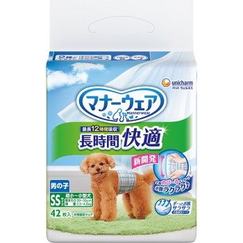 매너웨어 장시간 편안 기저귀 남아용 SS 42매 유니참 펫케어