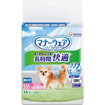 매너웨어 장시간 쾌적 기저귀 남자아이용 SSS 46매 유니참 펫케어