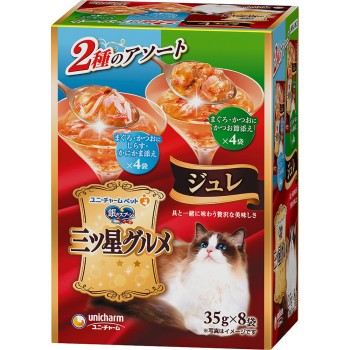 은수저 삼성 그루메 젤리 참치·가다랑어에 시라스·게맛살/가쓰오부시 추가 35g 8p 유니참펫케어