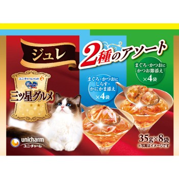 은수저 삼성 그루메 젤리 참치·가다랑어에 시라스·게맛살/가쓰오부시 추가 35g 8p 유니참펫케어