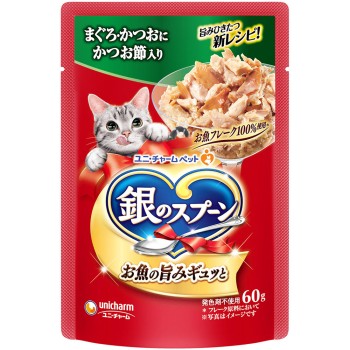 은수저 파우치 참치·가다랑어에 가다랑어포 함유 60g 유니참 펫케어