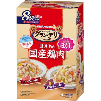 그랑 드리 파우치 닭 안심 풀어 소고기&감자 80g 8P 유니참 펫케어