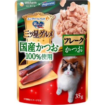 은수저 삼스타 그루메 파우치 국산 가다랑어 100% 사용 플레이크 가다랑어 35g 유니참 펫케어