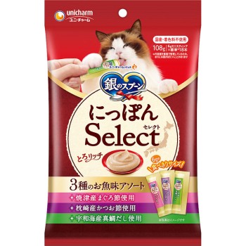 은 숟가락 삼성 구르메 간식 3종 생선맛 어소트 6g×18개 유니참 펫케어