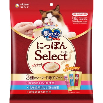 은수저 간식 니폰 Select 토로리치 3종 시푸드 맛 어소트 참치 절&가리비 관자&연어 사용 6g×40개 유니참 펫케어