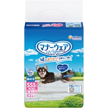 매너웨어 남자아이용 SSS사이즈 초소형견용 52매 유니참 펫케어