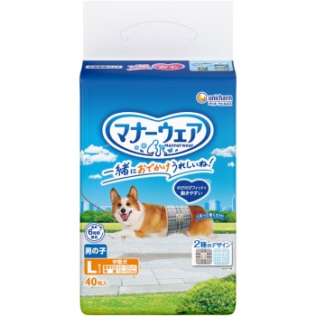 매너웨어 남자아이용 L사이즈 중형견용 40매 유니참펫케어