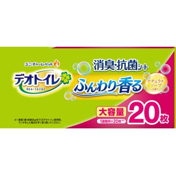 데오 화장실 폭신하게 향기 나는 소취·항균 시트 내추럴 소프향 20매 유니참 펫케어
