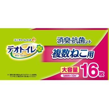데오 화장실 여러 고양이용 소취·항균 시트 16매 유니참 펫케어