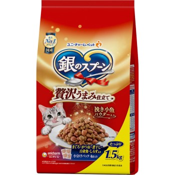 은 숟가락 사치스러운 풍미로 만든 참치·가다랑어·멸치·흰살 생선·시라스 포함 1.5kg 유니참 펫케어