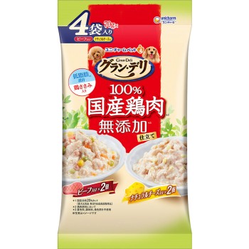 그랑데리 무첨가 일본산 파우치 성견용 소고기×내추럴치즈 70g×4P 유니참펫케어