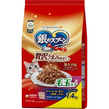 은수저 풍성한 감칠맛 모구 털볼 케어 참치·가다랑어·멸치·흰살생선·잔멸치 함유 1.4kg 유니참 펫케어