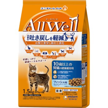 AllWell 10세 이상 신장 건강 유지용 생선 맛 다진 잔생선과 닭가슴살 동결건조 파우더 함유 1.5kg 1.5kg 유니참 펫케어