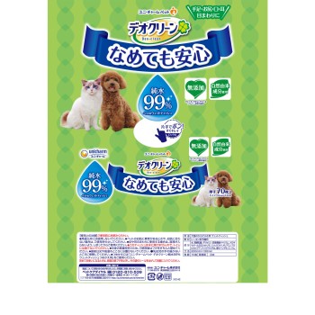데오클린 순수 99% 웨트 티슈 본체 70매 유니참 펫케어