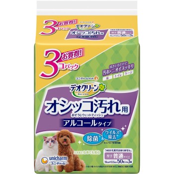 데오클린 소변 오염 청소 물티슈 50매×3개 팩 유니참 펫케어