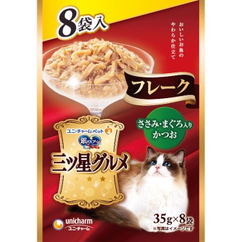 은수저 삼성 그루메 파우치 플레이크 닭가슴살·참치 입 가쓰오 35g 8P 유니참 펫케어