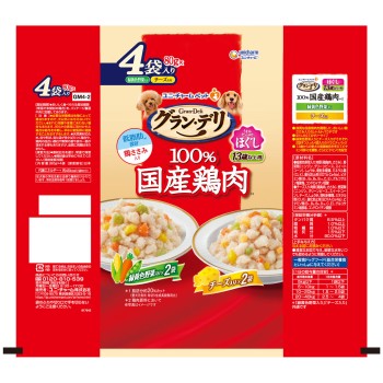 그란데리 국산닭가슴살 파우치 결 13세이상용 버라이어티(녹황색채소입, 치즈입) 80g×4P 유니참펫케어