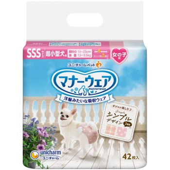 매너웨어 여자아이용 SSS사이즈 심플디자인 42매 유니참펫케어