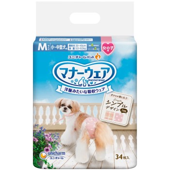 매너웨어 여자아이용 M사이즈 심플디자인 34매 유니참펫케어