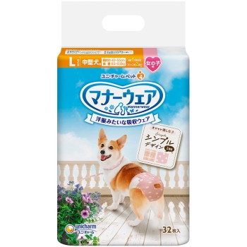 매너웨어 여자아이용 L 사이즈 심플 디자인 32매 유니참 펫케어