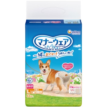 매너웨어 여자아이용 L 32매 유니참 펫케어