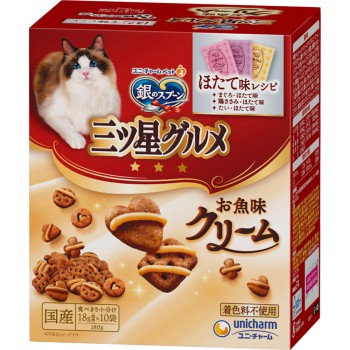 은 숟가락 삼성 구르메 생선맛 크림 가리비 3종 어소트 180g 유니참 펫케어