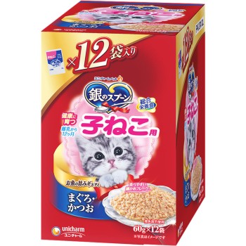 은수저 파우치 건강하게 자라는 새끼 고양이용 참치·가다랑어 60g×12 유니참 펫케어