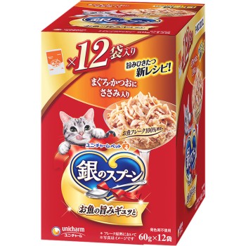 은숟가락 파우치 참치·가다랑어에 닭가슴살 포함 60g×12 유니참펫케어