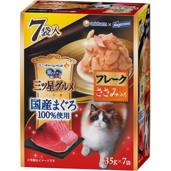 별미 그루메 파우치 국산 플레이크 참치 닭가슴살 35g×7봉 유니참 펫케어