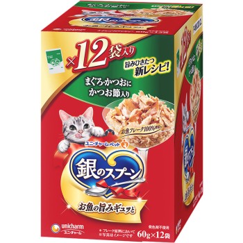 은수저 파우치 참치·가다랑어에 가다랑어포 함유 60g×12 유니참 펫케어