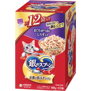 은수저 파우치 참치·가다랑어에 실치 함유 60g×12 유니참 펫케어