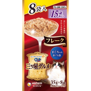 은수저 삼성 그루메 파우치 플레이크 15세경부터 참치 함유 가다랑어 35g 8p 유니참펫케어