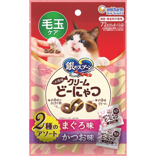 은수저 생선 맛 크림 도넛 헤어볼 참치 가다랑어 72g 유니참 펫케어