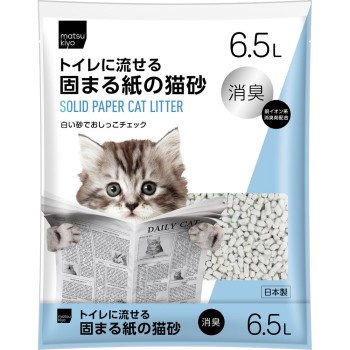 마츠키요 화장실에 흘릴 수 있는 굳어지는 종이 고양이 모래 6.5L