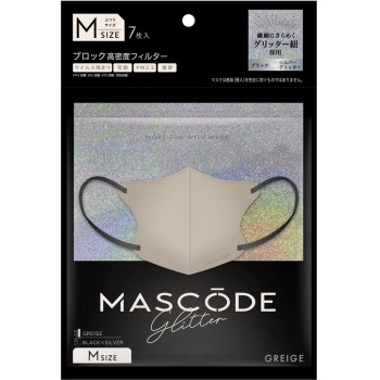 마스코드 3D 마스크 글리터 그레이쥬×블랙 실버 끈 7매 선스마일