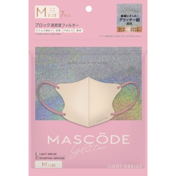 마스코드 3D 마스크 글리터 라이트 그레이지×로즈 핑크 브론즈 끈 7매 선스마일