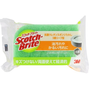 스카치 브라이트 항균 우레탄 스폰지 수세미 (리프형/3층)