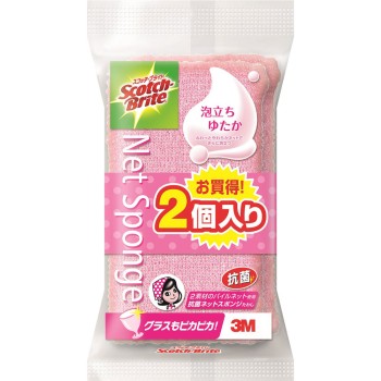 스카치브라이트 3M 풍성한 거품 네트 스폰지 핑크 2개입 쓰리엠 재팬