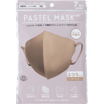 파스텔 마스크 부직포 타입 베이지 7매입 보통 사이즈 크로스 플러스