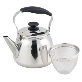 프레티III 18-8 스테인레스제 광구 케틀 1.6L(차망 부착) 펄금속