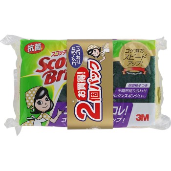 항균 우레탄 스폰지 수세미 S 2개 팩 스리엠 재팬