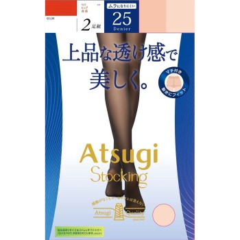 아츠기 스타킹 고품격 투명감 25데니어 2족 세트 ML 시어 베이지 아츠기