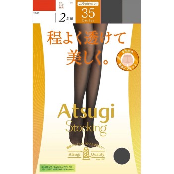아츠기 스타킹 적당히 비치는 35데니어 2켤레 ML 블랙 아츠기
