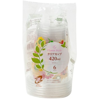 플라워 클리어컵 420ML 6개 스트릭스디자인