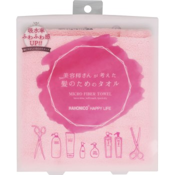 헤어 드라이 마이크로 파이버 타올 핑크 하호니코