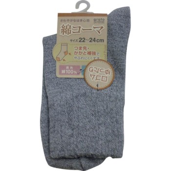 부인 양말 면 코마 숏 크루 그레이 22-24cm