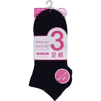 부인 스니커즈 양말 면코마 민무늬 3족세트 23-25cm 그라토
