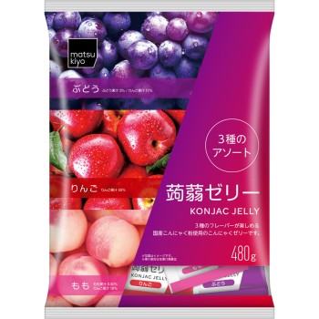 matsukiyo 곤약 젤리(포도, 사과, 복숭아) 30개